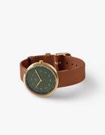 DUSTY OLIVE BROWN 34MM + 深藍色皮帶組合