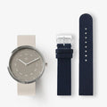 SMOKE GREEN OFFWHITE 34MM + 深藍色皮帶組合